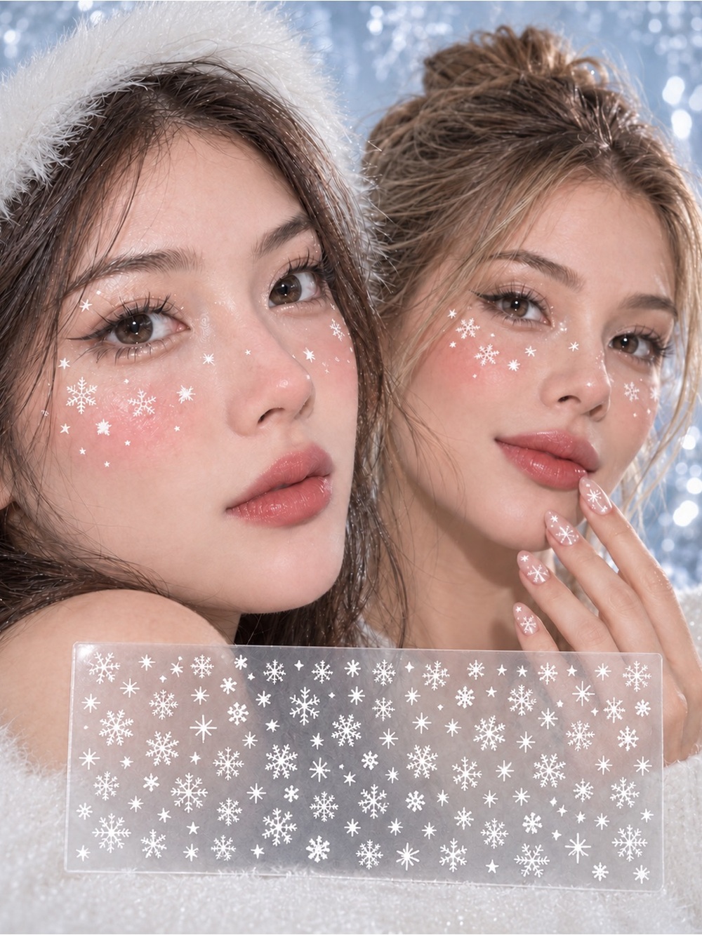White Snowflake Star Face Body & Nail Stickers